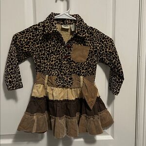 BOUTIQUE‎ Dress Leopard Print ruffle western pocket dress Girls 2T k7110